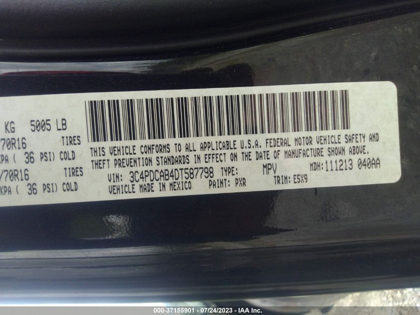 2013 DODGE JOURNEY AMERICAN VALUE PKG - 3C4PDCAB4DT587798