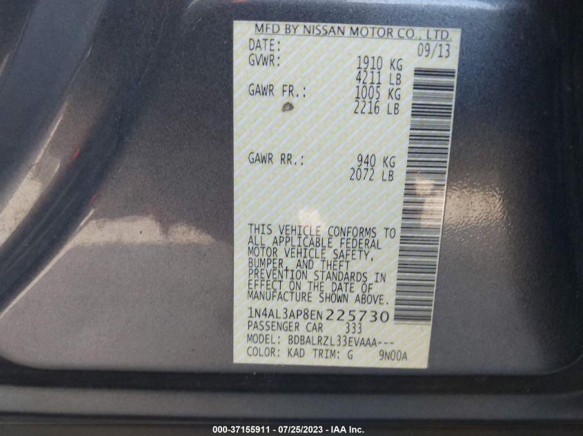 2014 NISSAN ALTIMA 2.5 S - 1N4AL3AP8EN225730