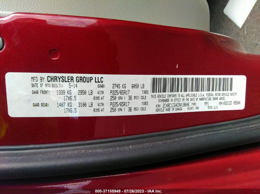 2014 CHRYSLER TOWN & COUNTRY TOURING-L 30TH - 2C4RC1CG4ER418006