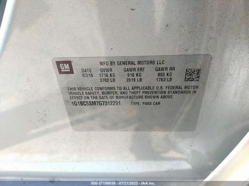2016 CHEVROLET CRUZE LS - 1G1BC5SM7G7312291