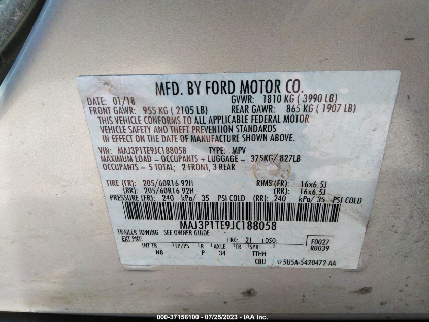 2018 FORD ECOSPORT SE - MAJ3P1TE9JC188058