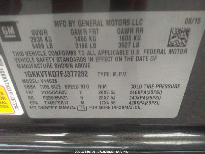 2015 GMC ACADIA DENALI - 1GKKVTKD7FJ377282