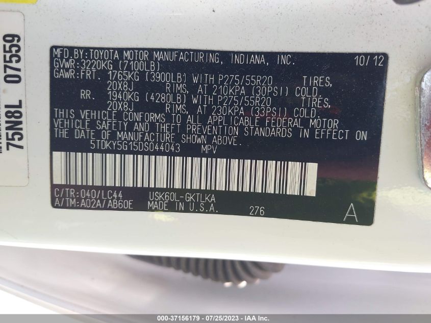 2013 TOYOTA SEQUOIA LIMITED - 5TDKY5G15DS044043