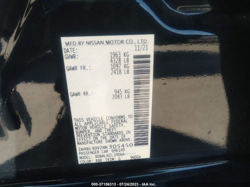 2022 NISSAN ALTIMA 2.5 SV - 1N4BL4DV2NN305450