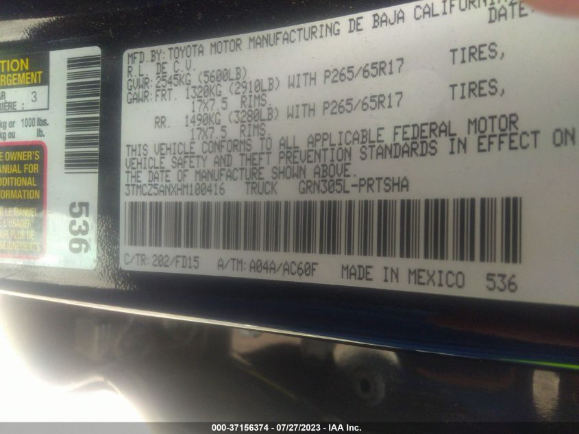 2017 TOYOTA TACOMA SR5/TRD SPORT - 3TMCZ5ANXHM100416