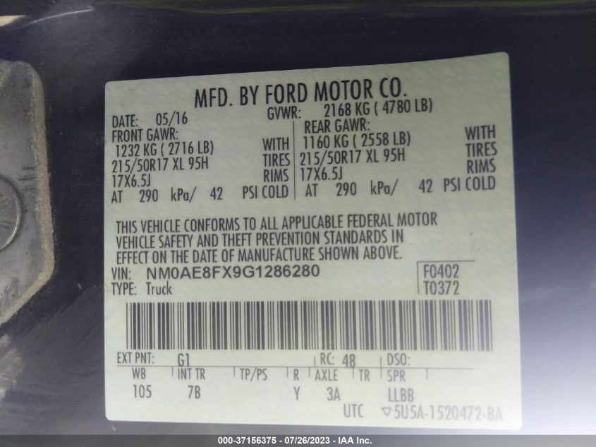 2016 FORD TRANSIT CONNECT WAGON XLT - NM0AE8FX9G1286280