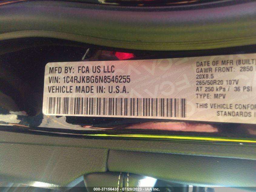 2022 JEEP GRAND CHEROKEE L LIMITED - 1C4RJKBG6N8546255