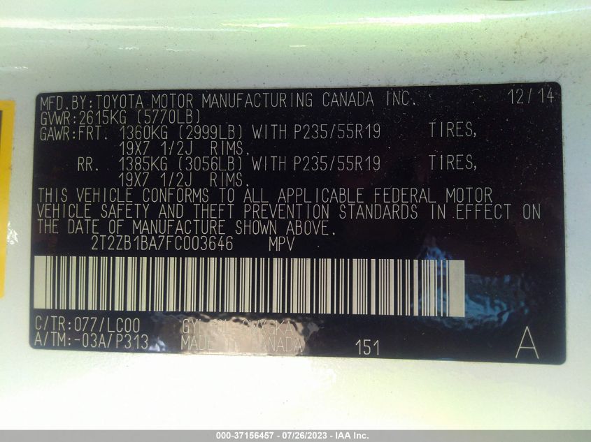 2015 LEXUS RX 450H - 2T2ZB1BA7FC003646