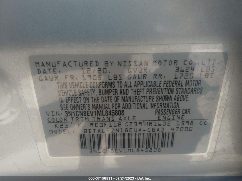 2021 NISSAN VERSA SV - 3N1CN8EV1ML845808