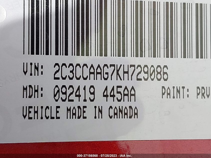 2019 CHRYSLER 300 TOURING - 2C3CCAAG7KH729086
