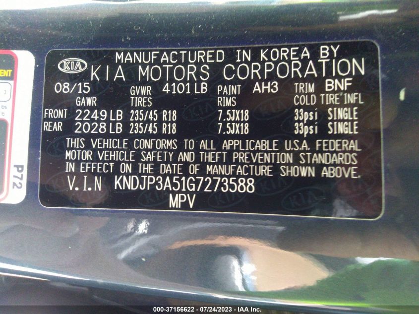 2016 KIA SOUL + - KNDJP3A51G7273588