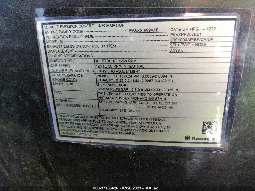 2023 KAWASAKI KRF 1000 A JKARFCA13PB519065