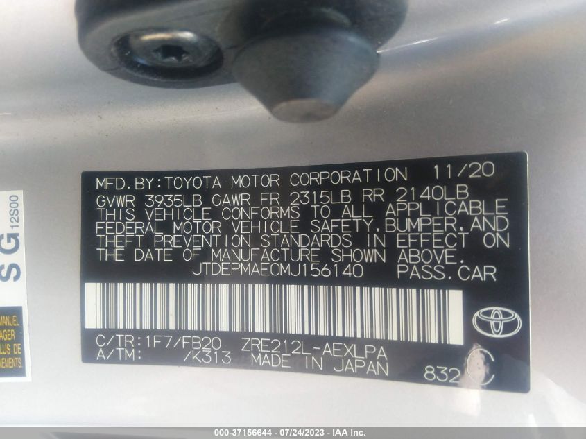 2021 TOYOTA COROLLA LE - JTDEPMAE0MJ156140