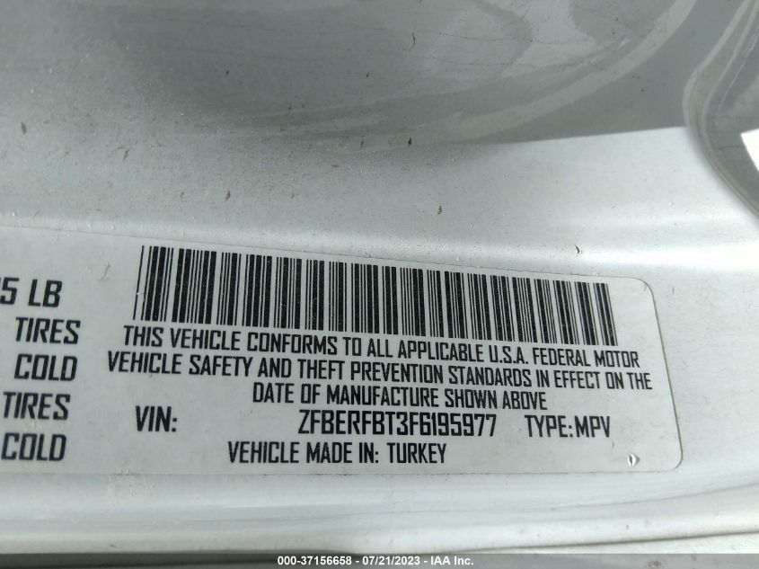 2015 RAM PROMASTER CITY CARGO VAN TRADESMAN SLT ZFBERFBT3F6195977