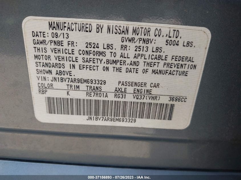 2014 INFINITI Q50 SPORT - JN1BV7AR9EM693329