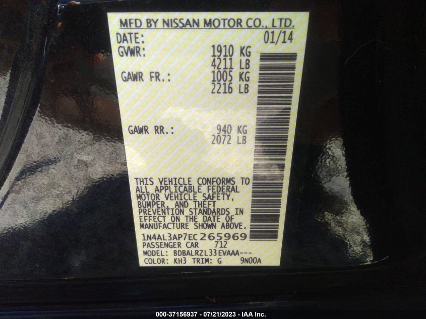 2014 NISSAN ALTIMA 2.5 - 1N4AL3AP7EC265969