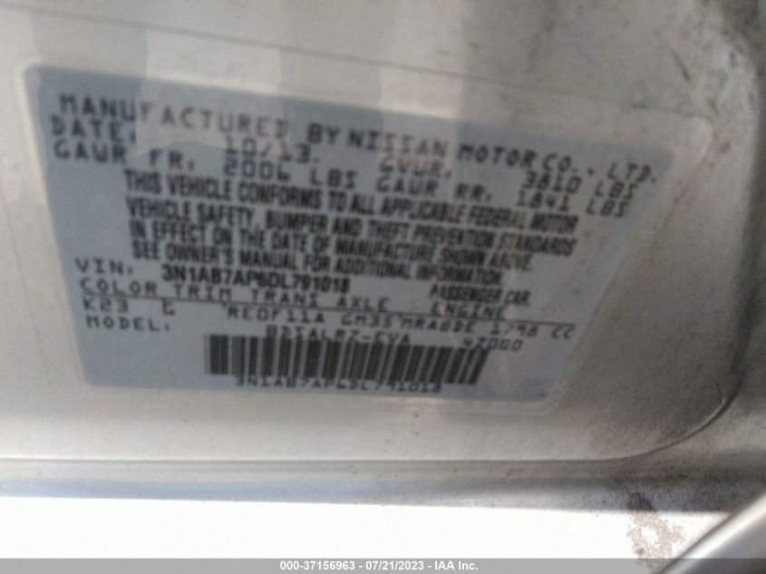 2013 NISSAN SENTRA S/SV/SR/SL - 3N1AB7AP6DL791018