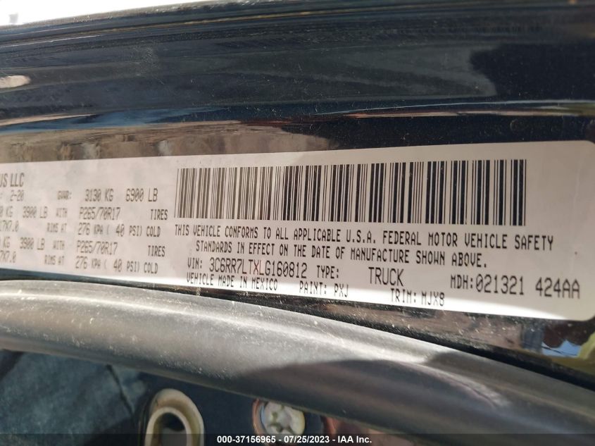 2020 RAM 1500 CLASSIC SLT - 3C6RR7LTXLG160812