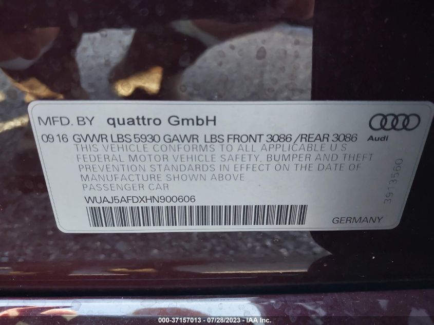 2017 AUDI S8 PLUS - WUAJ5AFDXHN900606