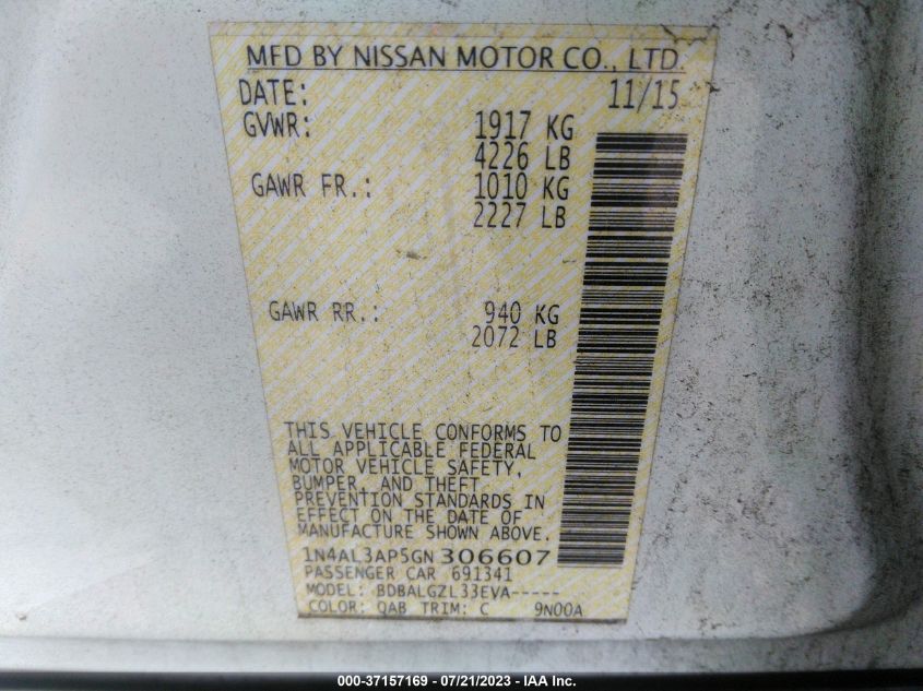 2016 NISSAN ALTIMA 2.5 - 1N4AL3AP5GN306607
