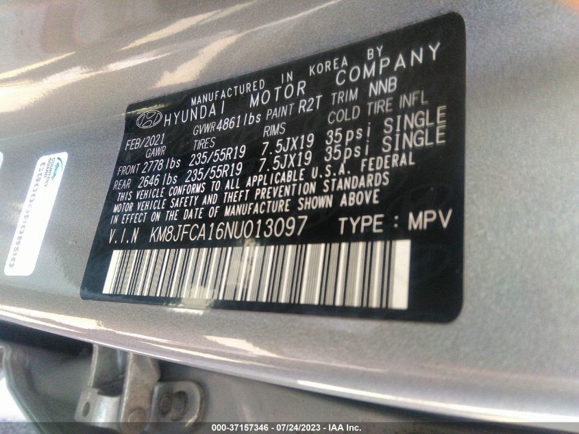 2022 HYUNDAI TUCSON HYBRID SEL CONVENIENCE - KM8JFCA16NU013097