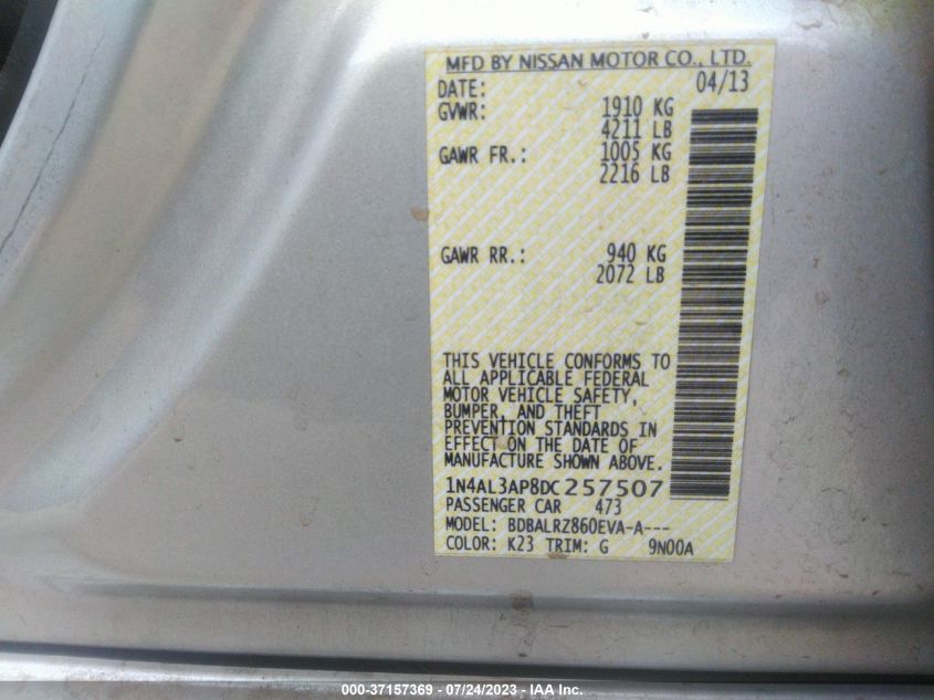 2013 NISSAN ALTIMA 2.5 S - 1N4AL3AP8DC257507