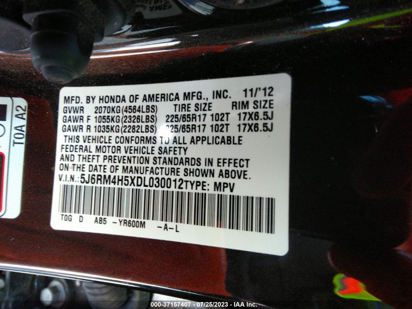 2013 HONDA CR-V EX - 5J6RM4H5XDL030012