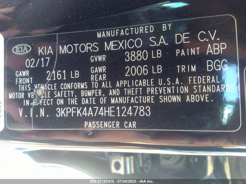 2017 KIA FORTE LX - 3KPFK4A74HE124783