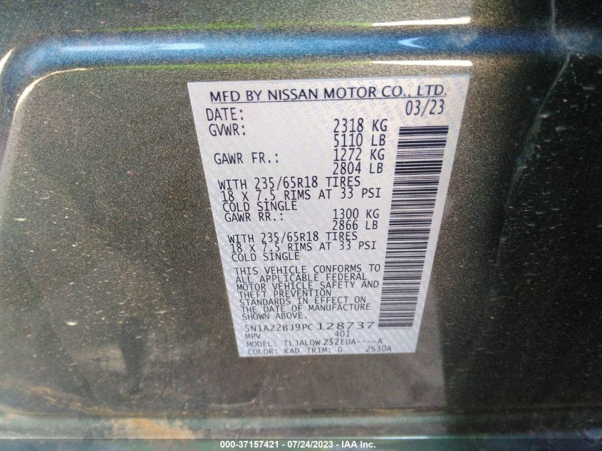 2023 NISSAN MURANO SV - 5N1AZ2BJ9PC128737