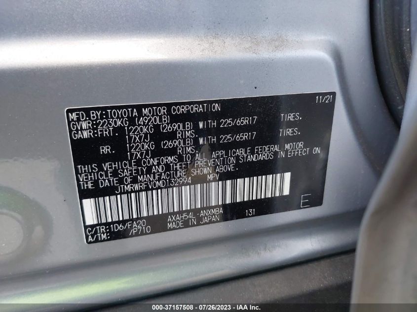 2021 TOYOTA RAV4 HYBRID XLE - JTMRWRFV0MD132994