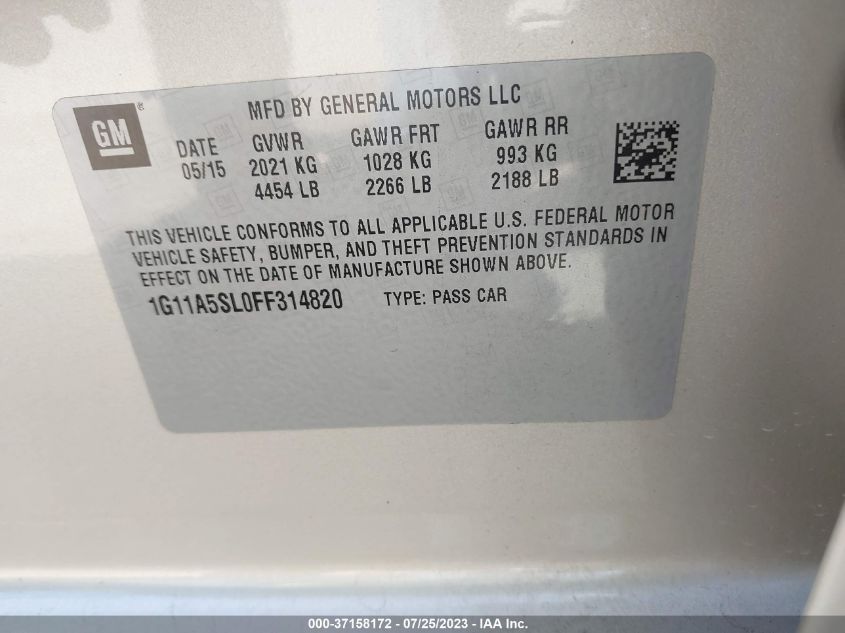 2015 CHEVROLET MALIBU LS - 1G11A5SL0FF314820
