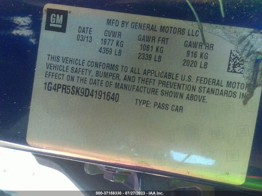 2013 BUICK VERANO CONVENIENCE GROUP - 1G4PR5SK9D4191640
