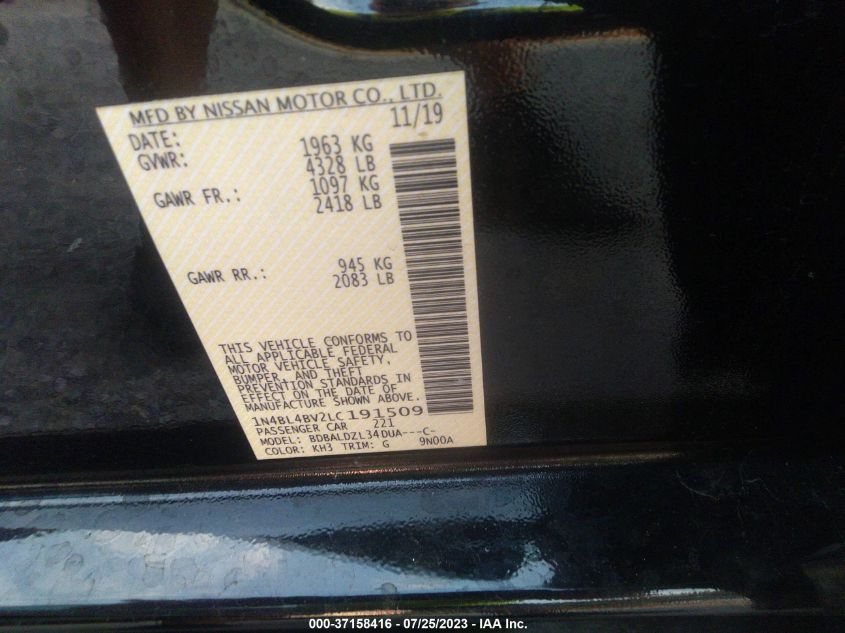 2020 NISSAN ALTIMA S - 1N4BL4BV2LC191509