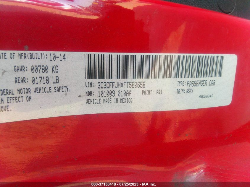2015 FIAT 500C ABARTH 3C3CFFJHXFT560658