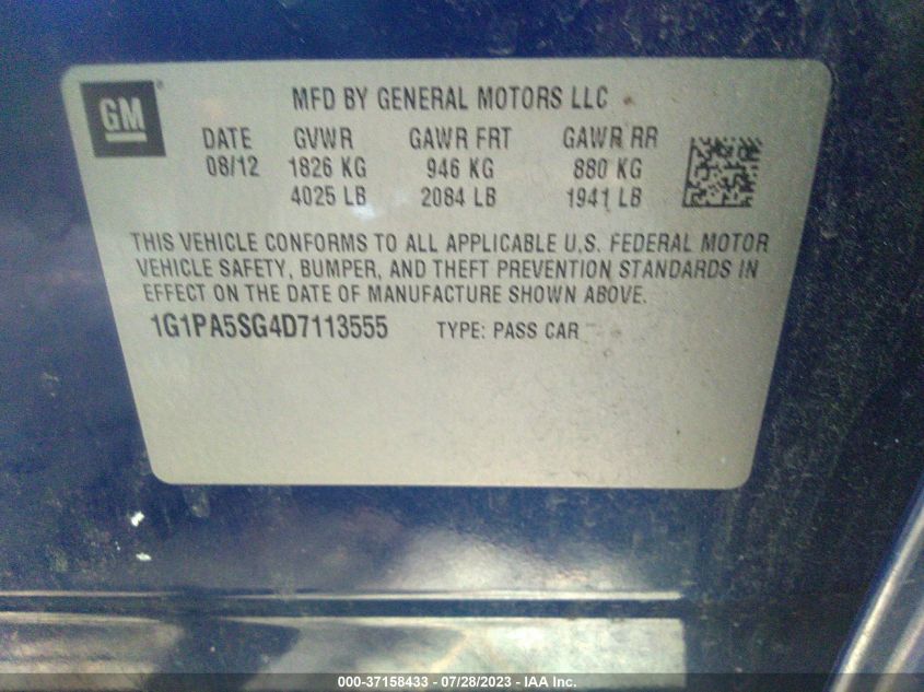 2013 CHEVROLET CRUZE LS - 1G1PA5SG4D7113555