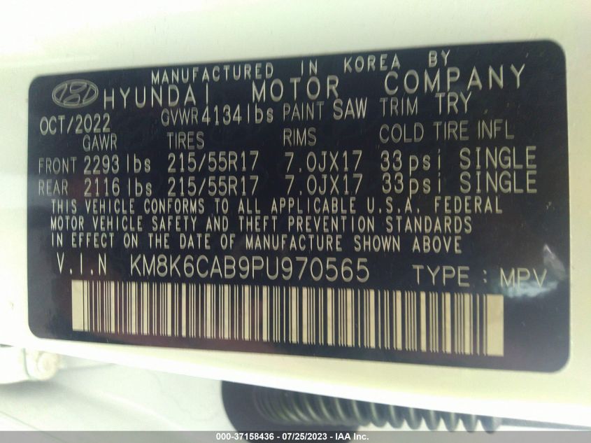 2023 HYUNDAI KONA SEL - KM8K6CAB9PU970565