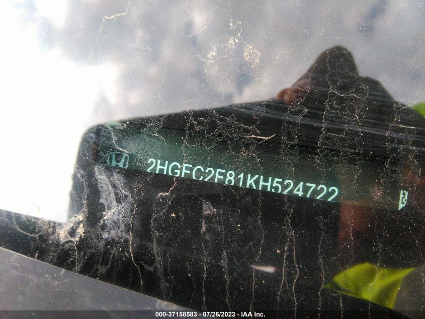 2019 HONDA CIVIC SEDAN SPORT - 2HGFC2F81KH524722