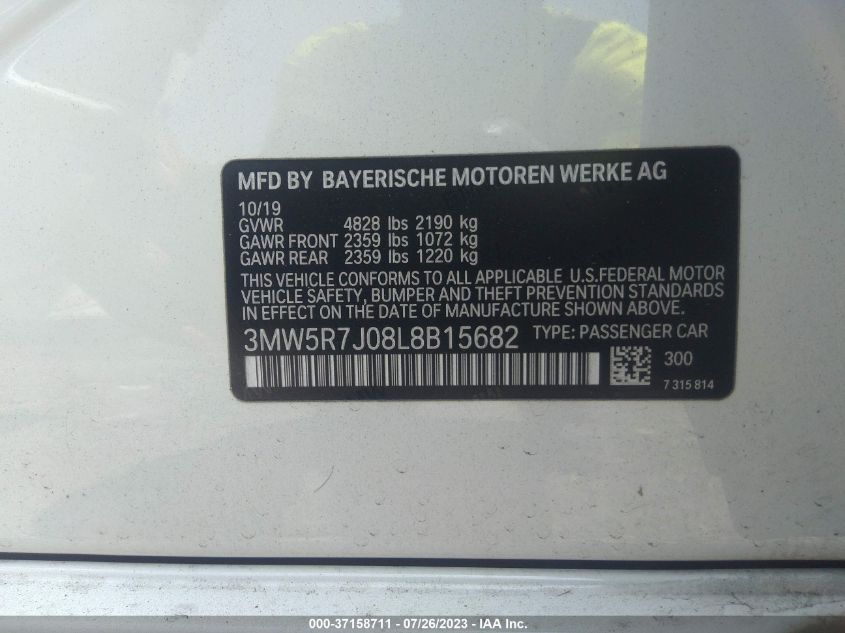 2020 BMW 3 SERIES 330I XDRIVE - 3MW5R7J08L8B15682