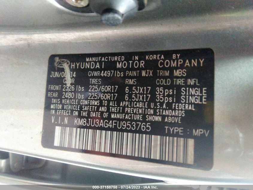 2015 HYUNDAI TUCSON LIMITED/SE - KM8JU3AG4FU953765