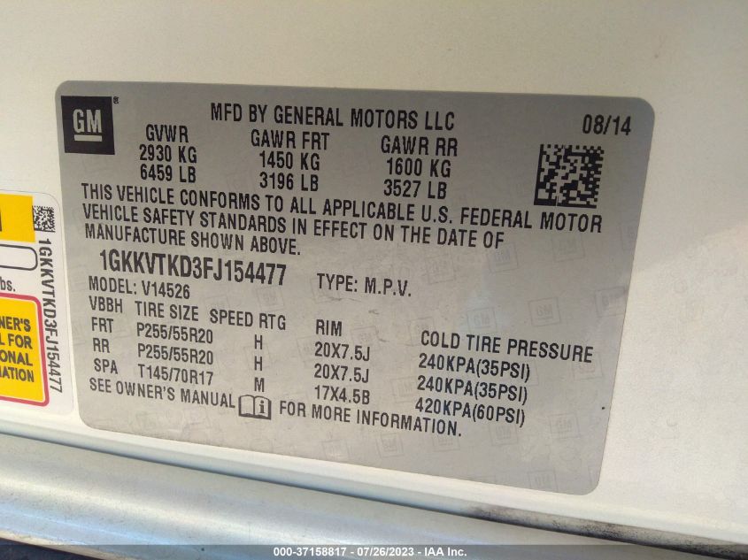 2015 GMC ACADIA DENALI - 1GKKVTKD3FJ154477