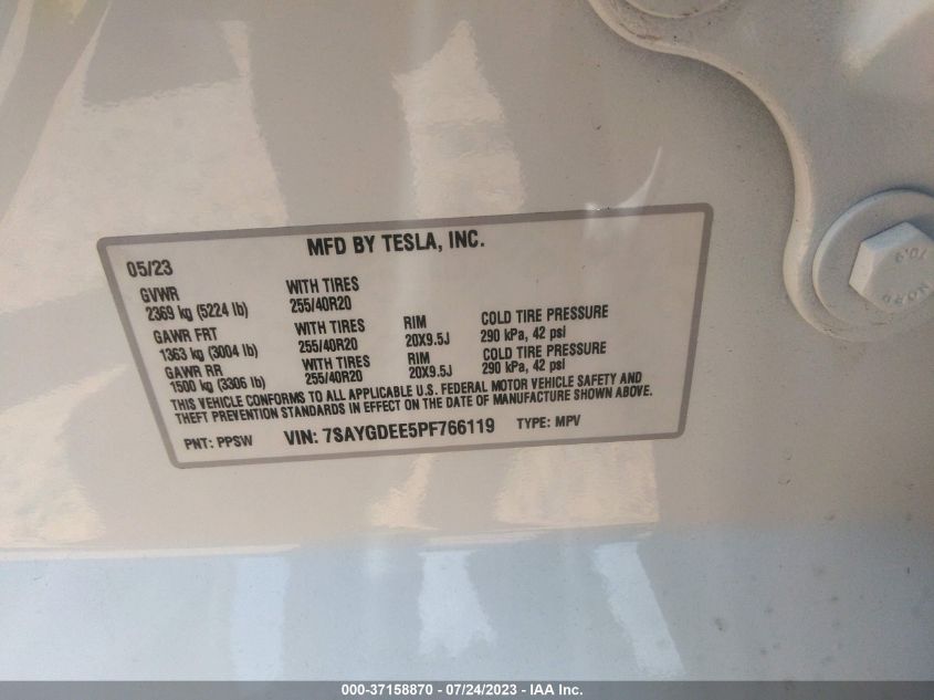 2023 TESLA MODEL Y LONG RANGE - 7SAYGDEE5PF766119