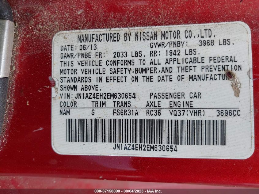 2014 NISSAN 370Z TOURING - JN1AZ4EH2EM630654