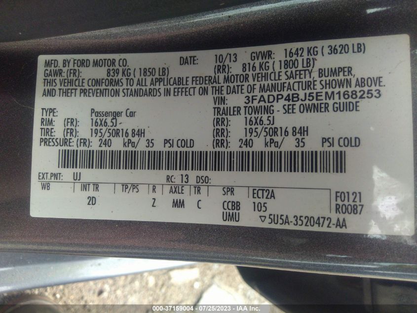 2014 FORD FIESTA SE - 3FADP4BJ5EM168253