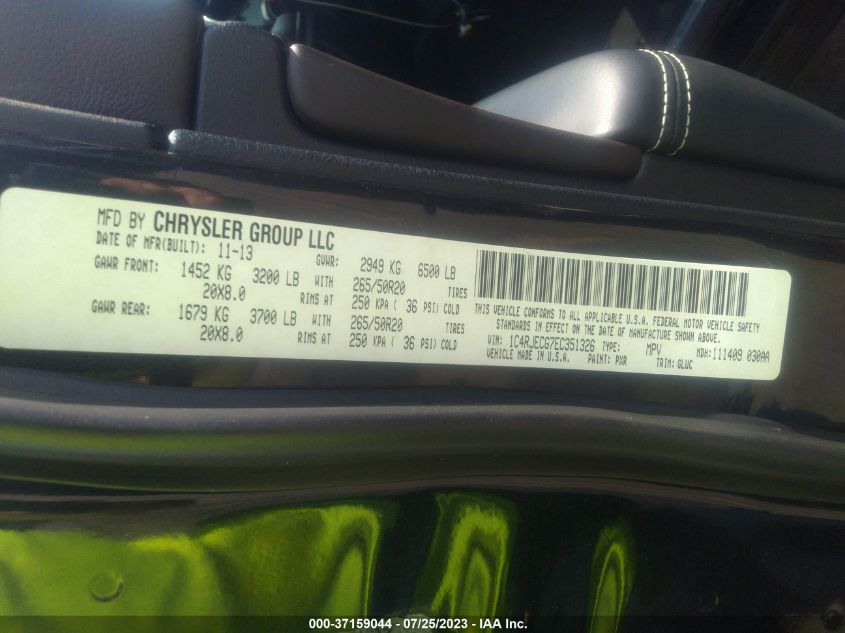 2014 JEEP GRAND CHEROKEE OVERLAND - 1C4RJECG7EC351326