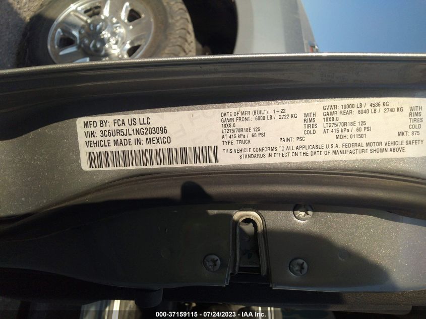 2022 RAM 2500 BIG HORN/LONE STAR - 3C6UR5JL1NG203096