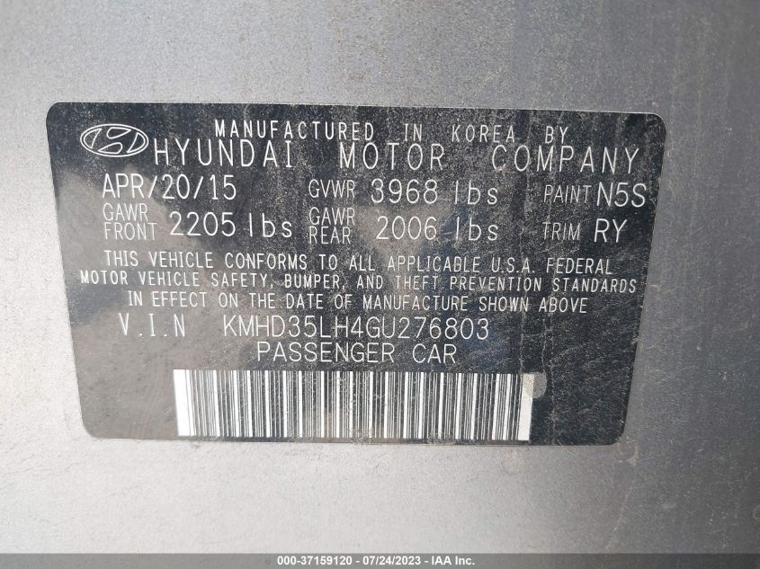 2016 HYUNDAI ELANTRA GT - KMHD35LH4GU276803