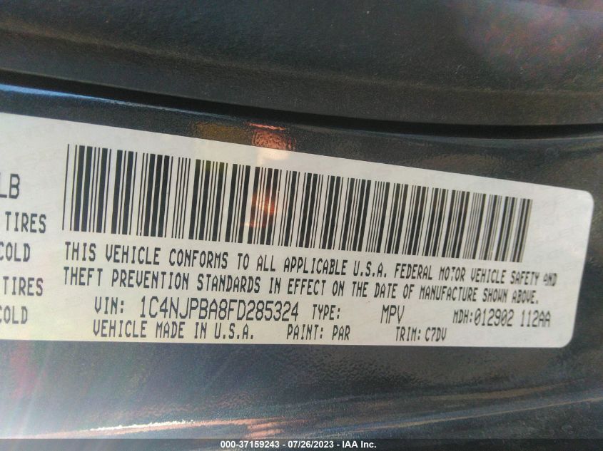 2015 JEEP PATRIOT SPORT - 1C4NJPBA8FD285324
