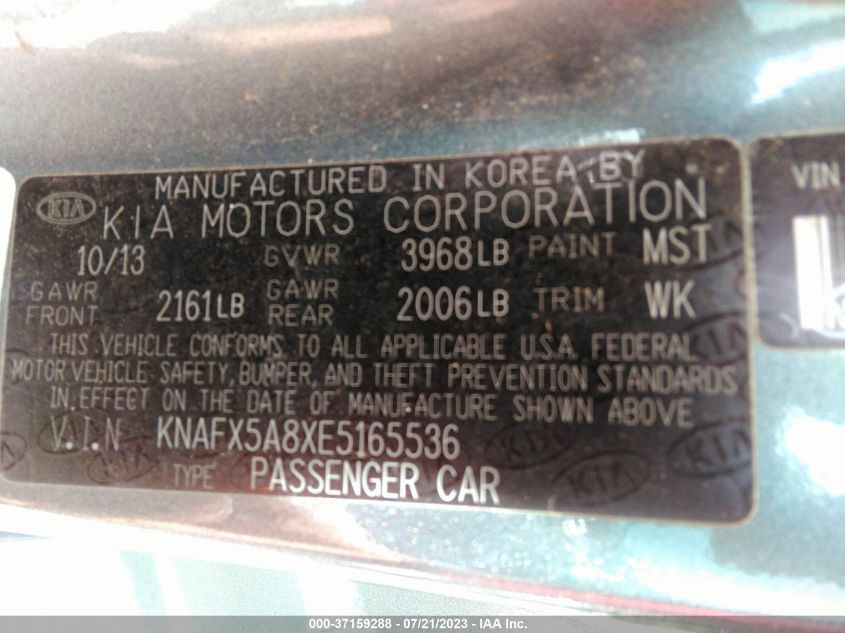 2014 KIA FORTE 5-DOOR EX - KNAFX5A8XE5165536