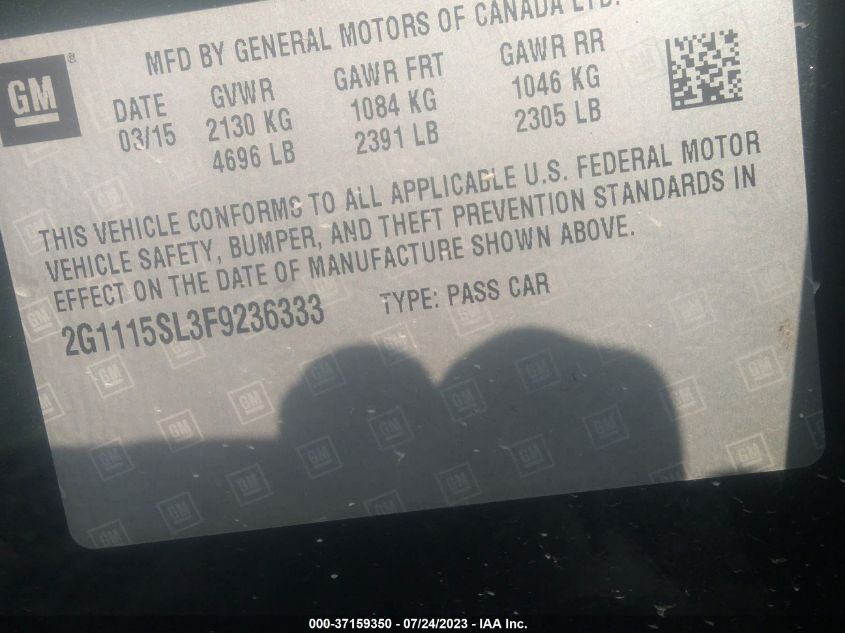 2015 CHEVROLET IMPALA LT - 2G1115SL3F9236333