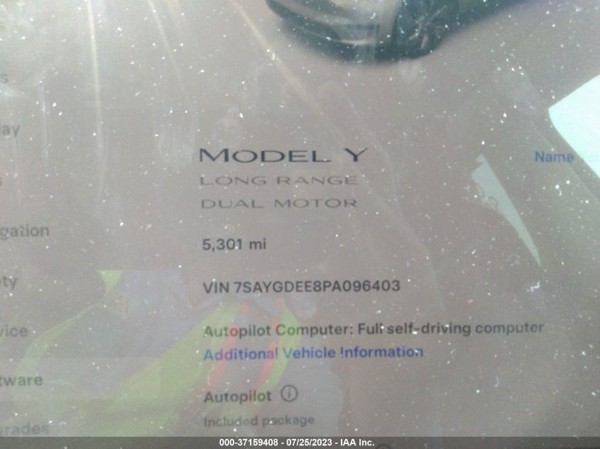 2023 TESLA MODEL Y LONG RANGE - 7SAYGDEE8PA096403
